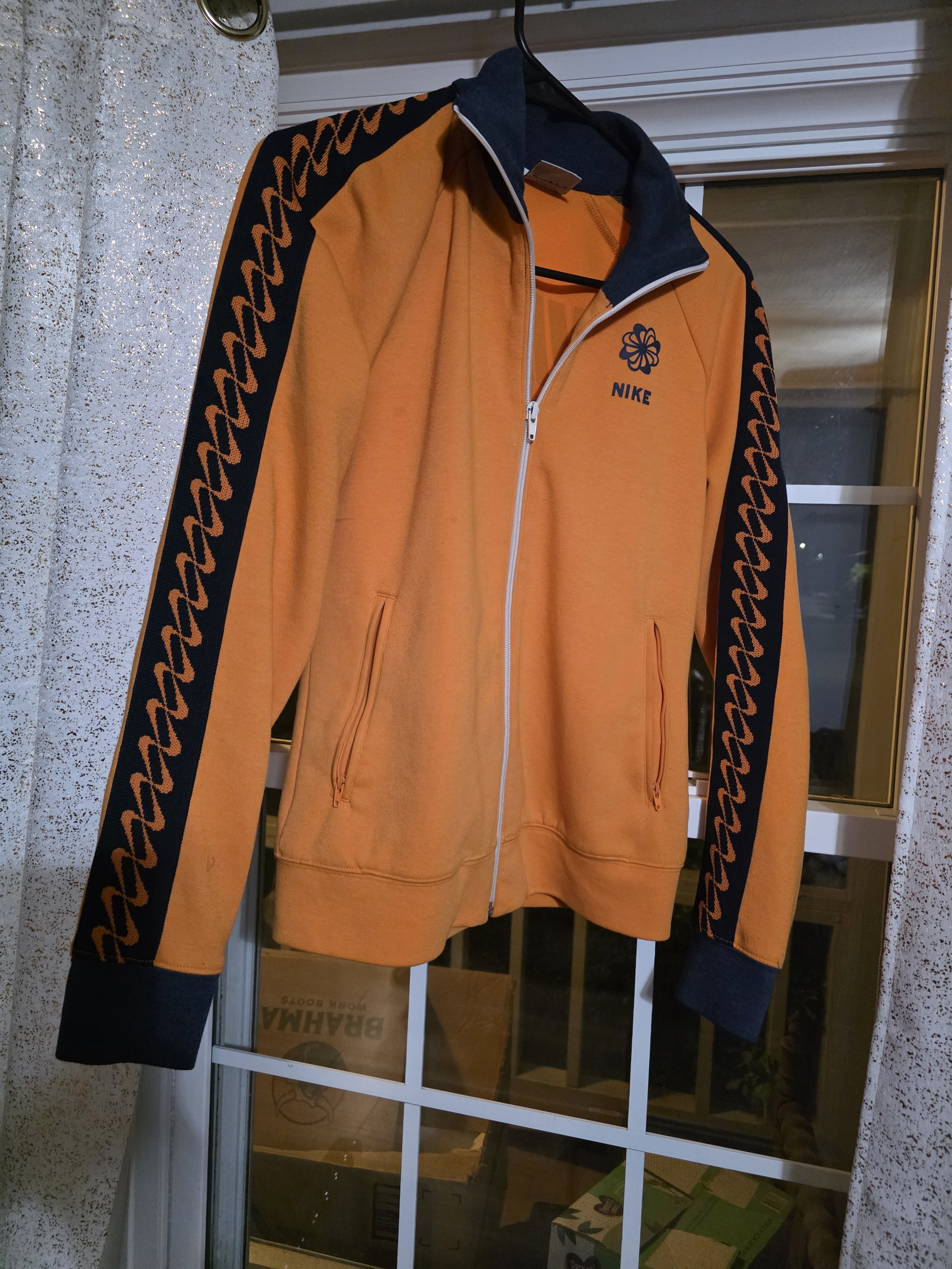 Nike Orange And Navy Retro Zip-Front Track Jacket